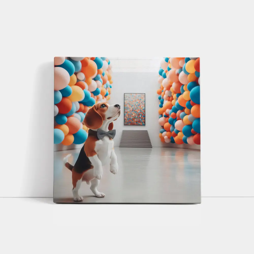 Beagle Dog Standing in Colorful Balloon Gallery – Wall Art