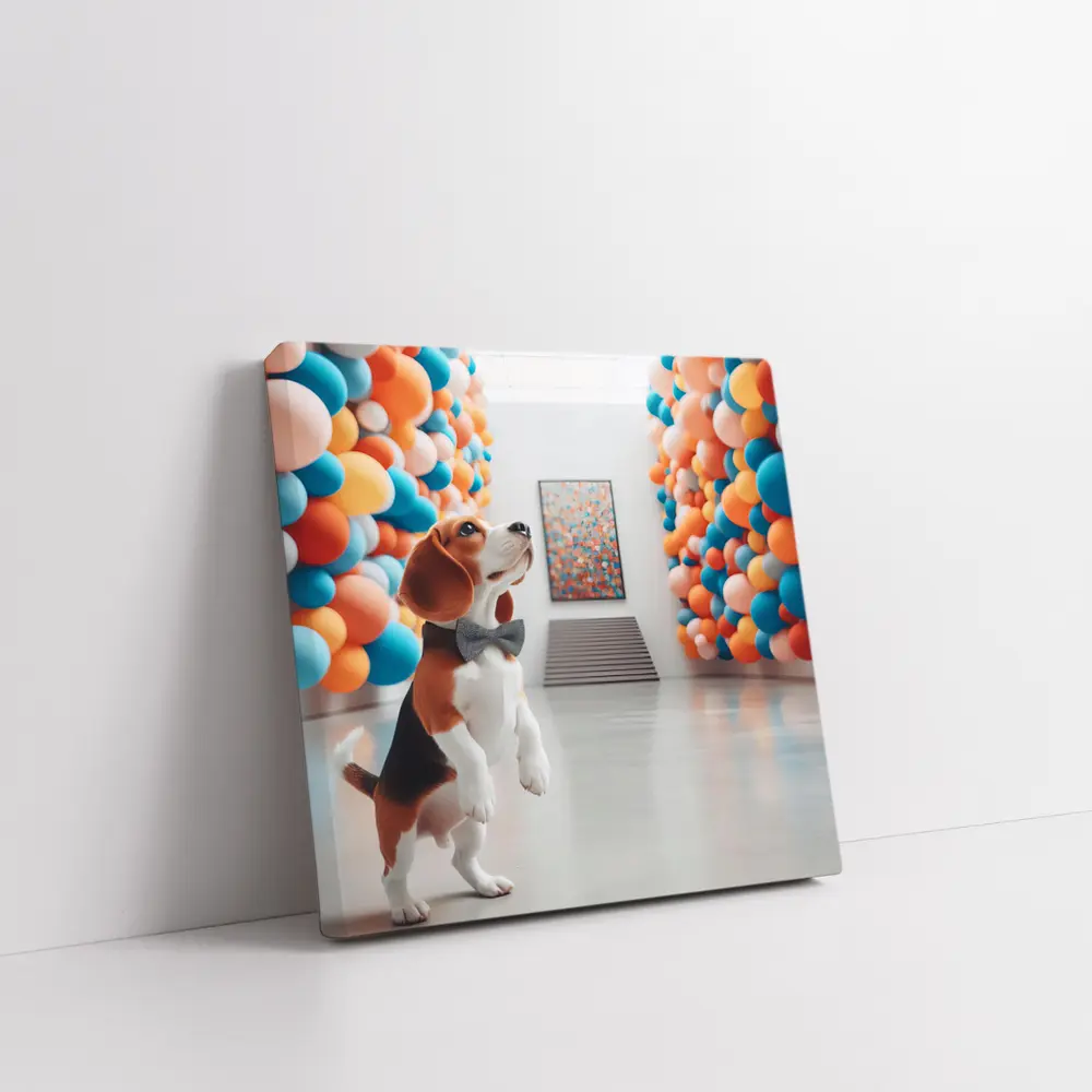Beagle Dog Standing in Colorful Balloon Gallery – Wall Art
