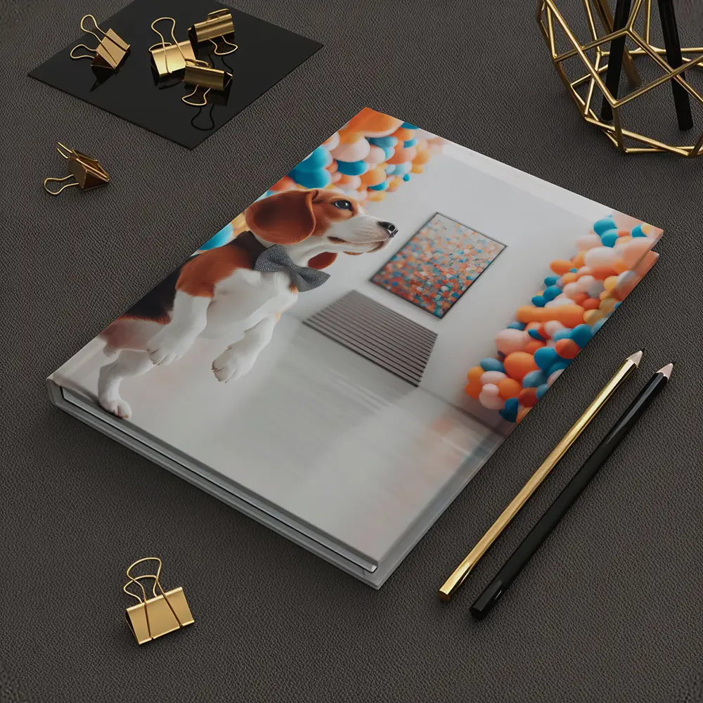 Beagle Dog Standing in Colorful Balloon Gallery – Notebooks