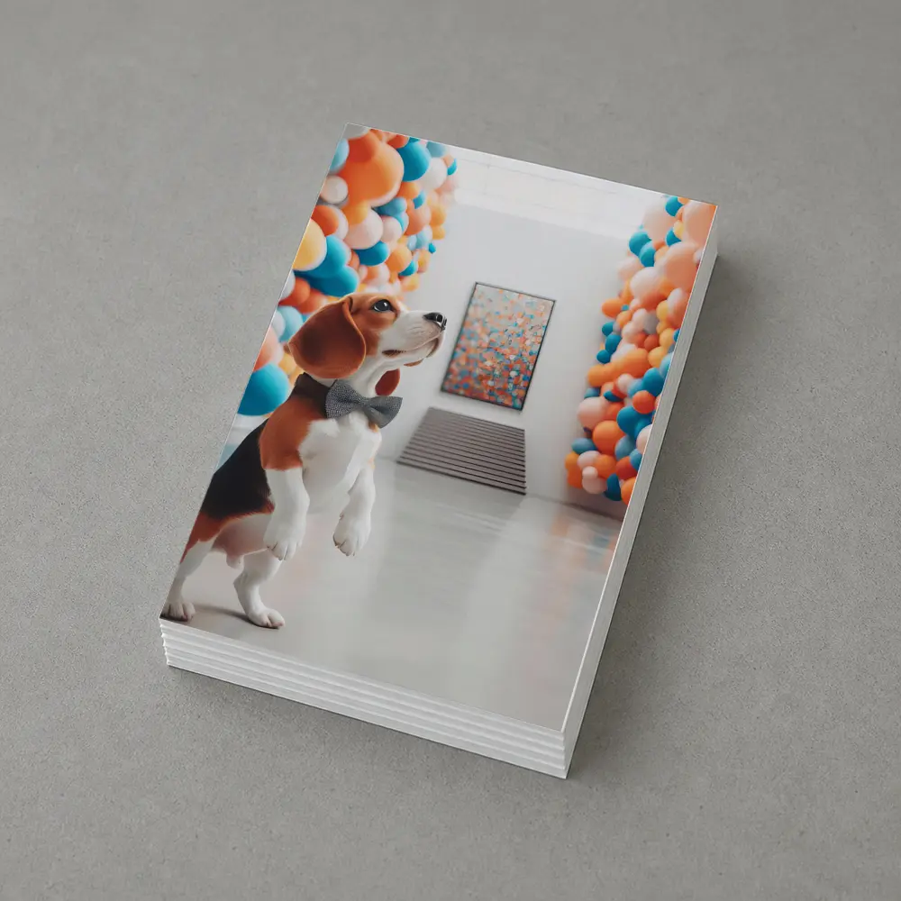 Beagle Dog Standing in Colorful Balloon Gallery – Postcards