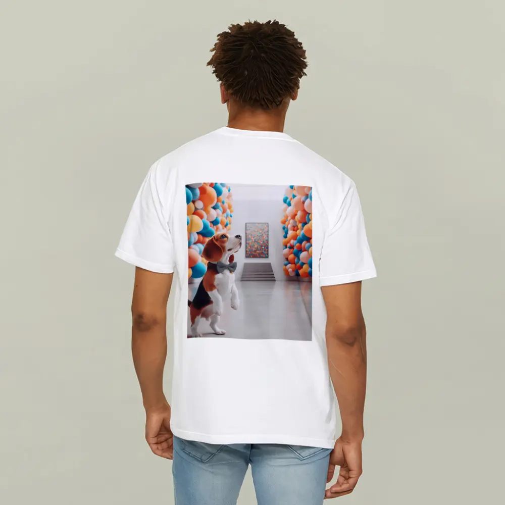 Beagle Dog Standing in Colorful Balloon Gallery – T-Shirts