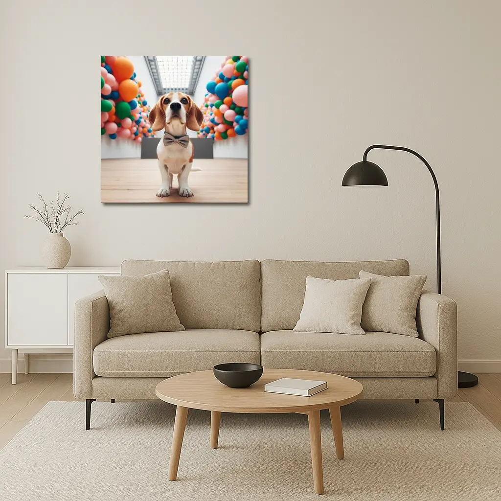 Beagle Dog Bow Tie Colorful Balloons Gallery – Wall Art