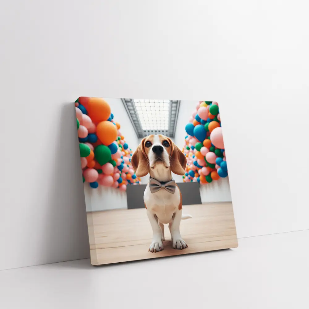 Beagle Dog Bow Tie Colorful Balloons Gallery – Wall Art