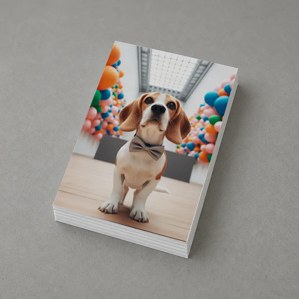 Beagle Dog Bow Tie Colorful Balloons Gallery – Postcards