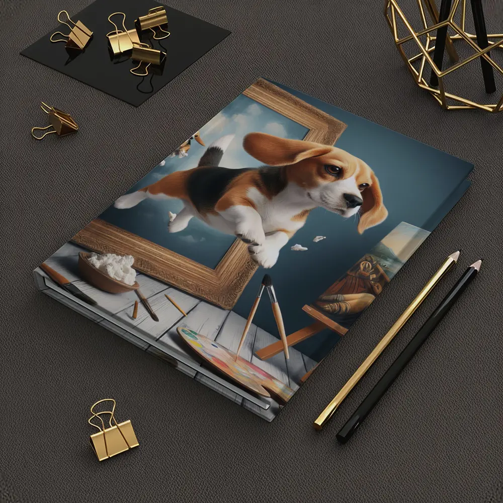 Beagle Puppy Jumping Out of Painting Frame – Notebooks