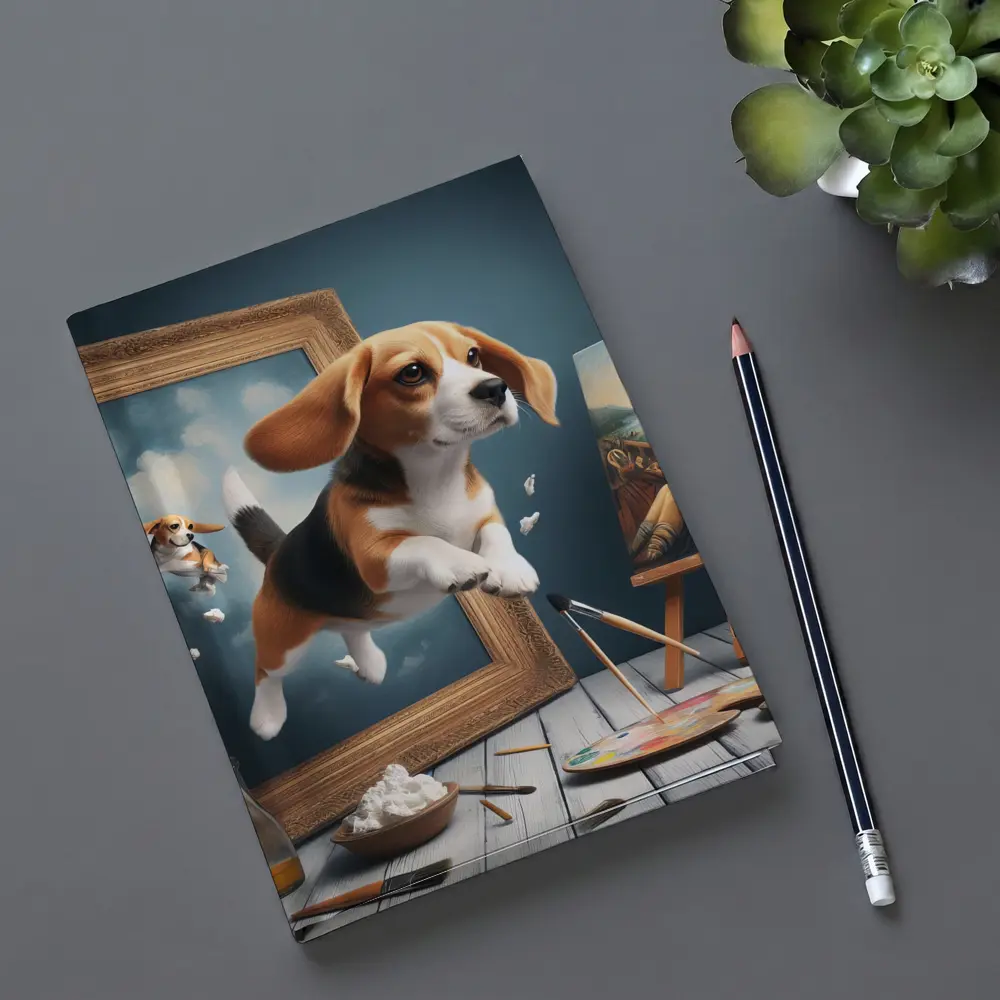 Beagle Puppy Jumping Out of Painting Frame – Notebooks