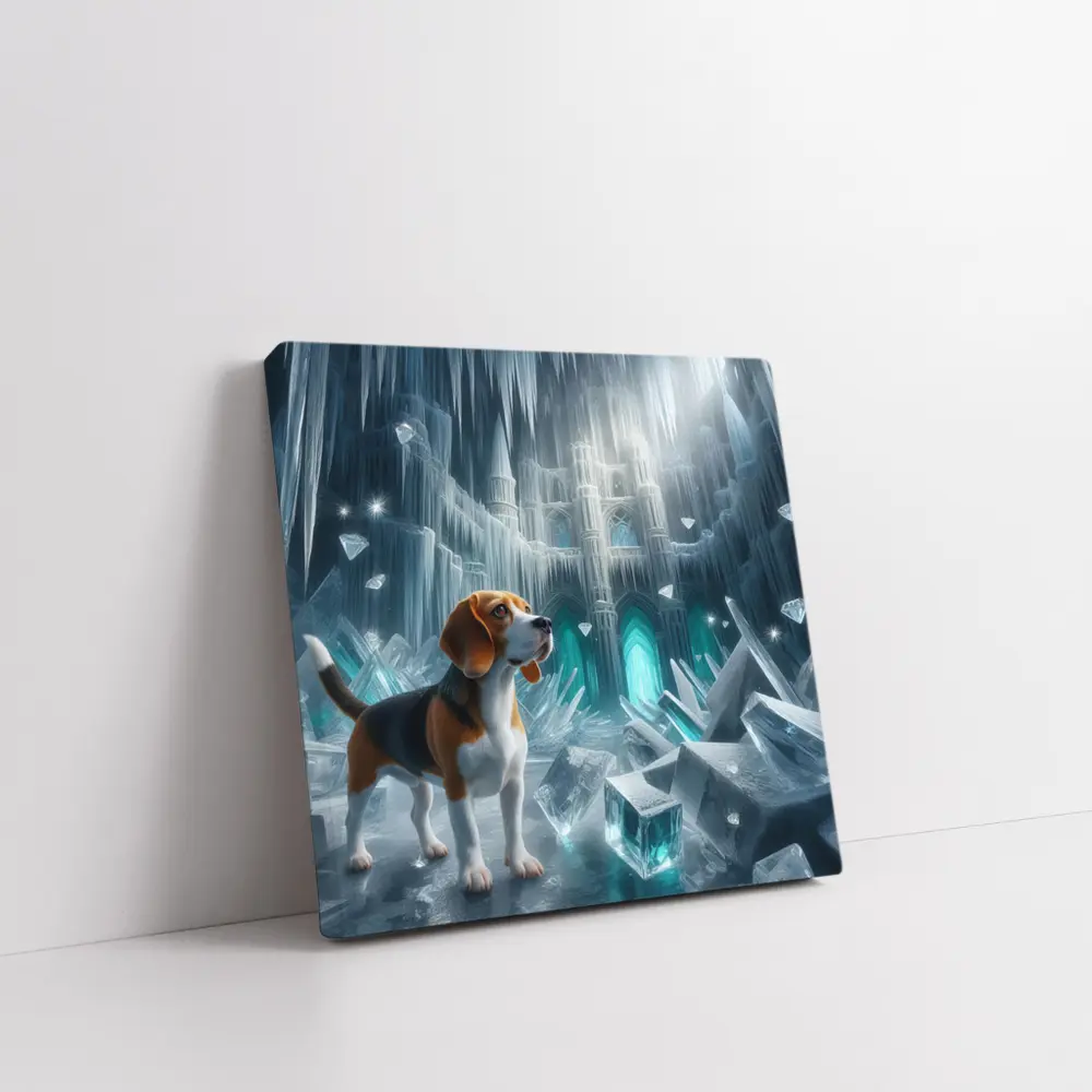 Beagle Dog In Icy Crystal Cave Fantasy – Wall Art