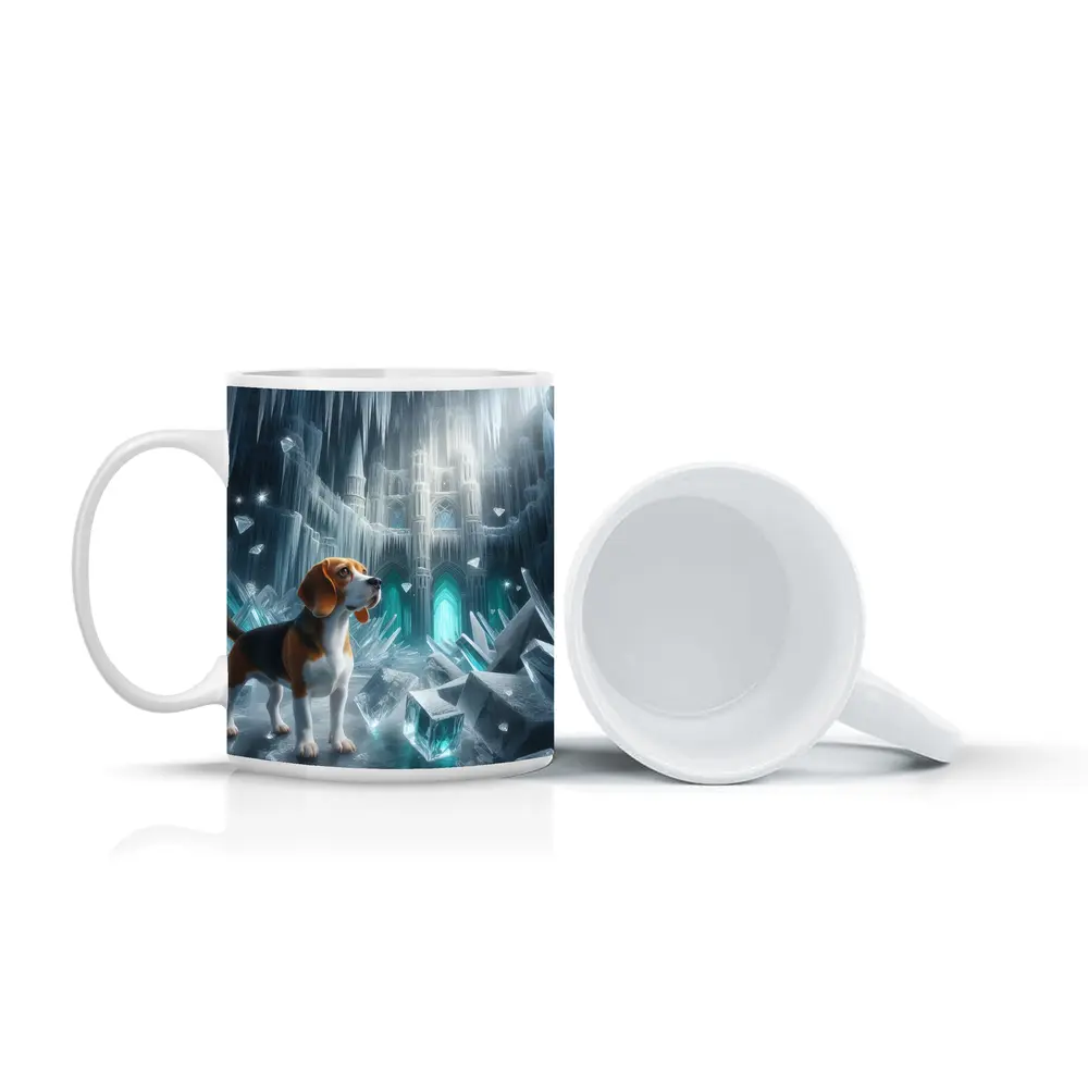 Beagle Dog In Icy Crystal Cave Fantasy – Mugs