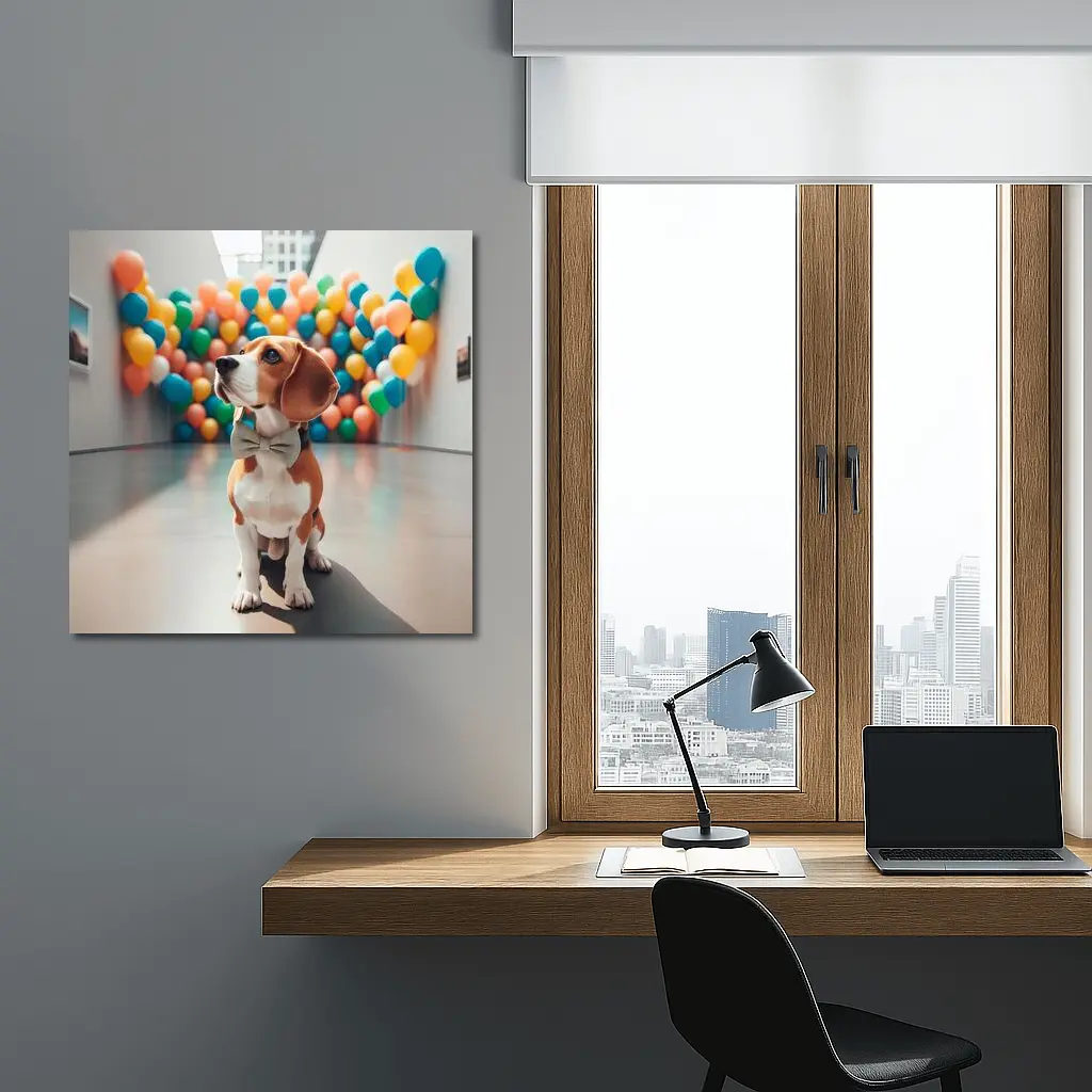 Beagle Dog Bow Tie Colorful Balloons Gallery – Wall Art