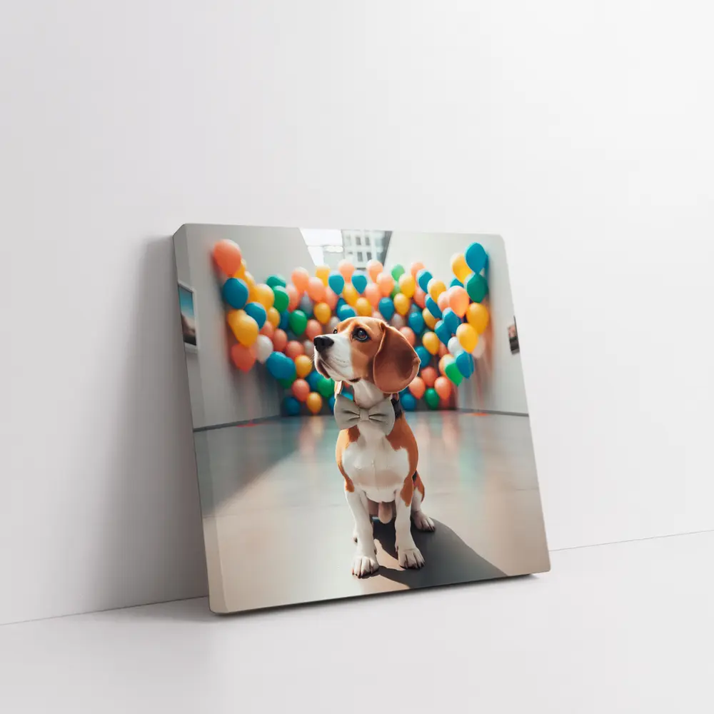 Beagle Dog Bow Tie Colorful Balloons Gallery – Wall Art