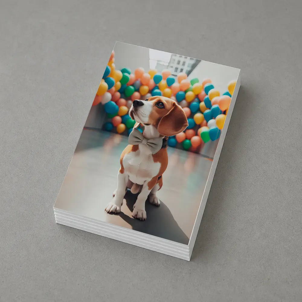 Beagle Dog Bow Tie Colorful Balloons Gallery – Postcards