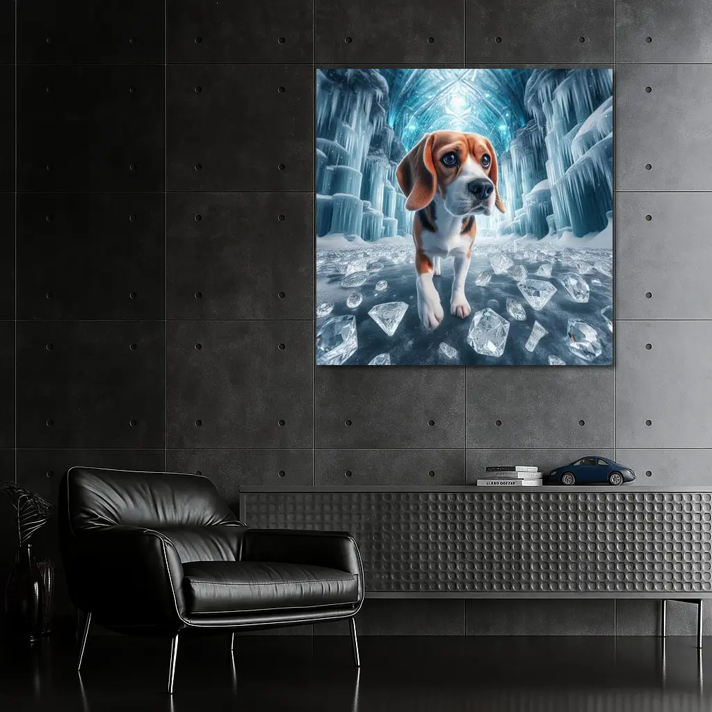 Beagle Puppy Walking Through Ice Crystal Palace – Wall Art