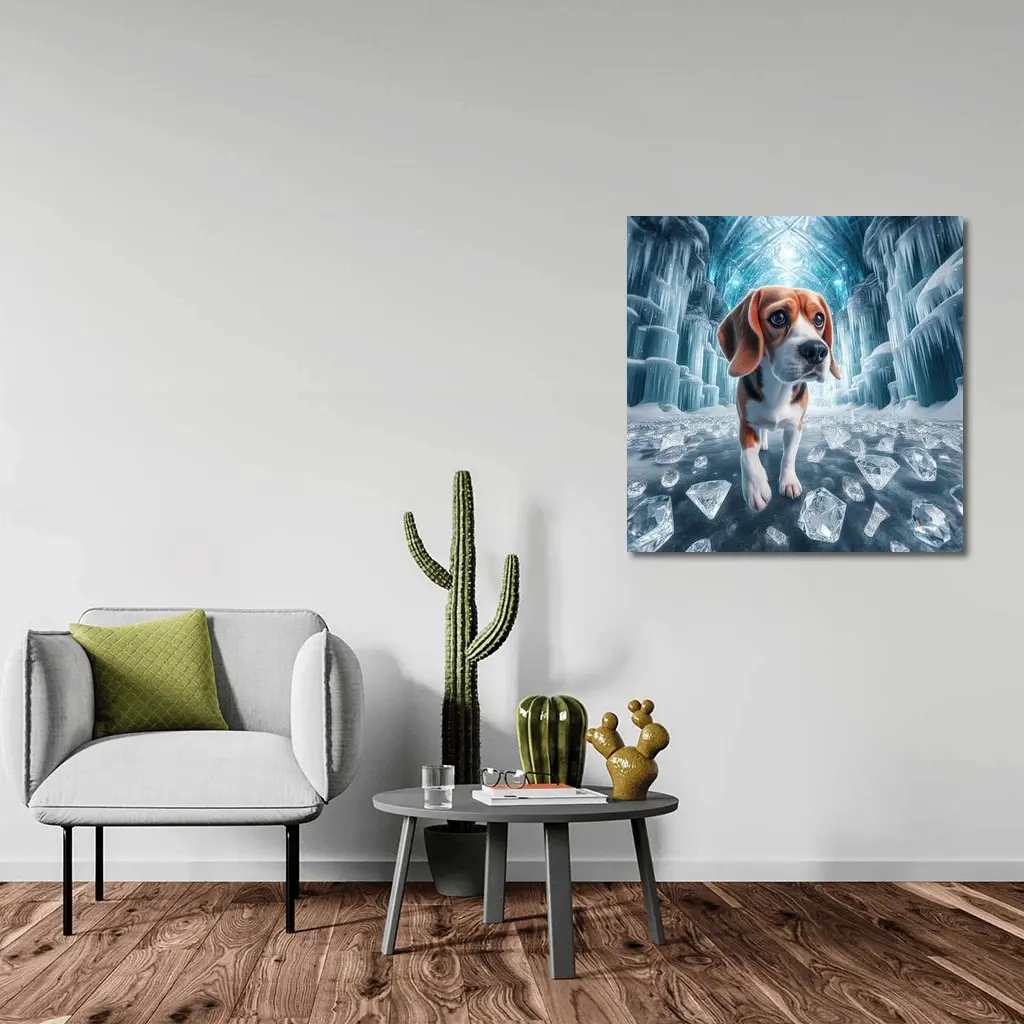 Beagle Puppy Walking Through Ice Crystal Palace – Wall Art