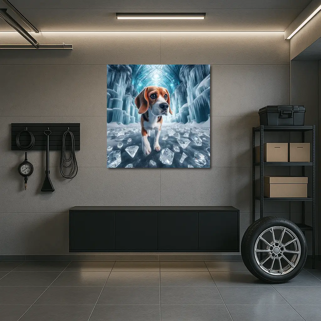 Beagle Puppy Walking Through Ice Crystal Palace – Wall Art