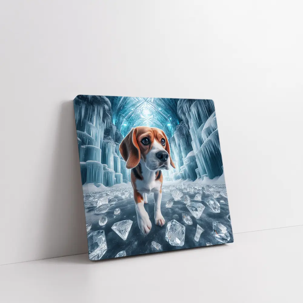 Beagle Puppy Walking Through Ice Crystal Palace – Wall Art