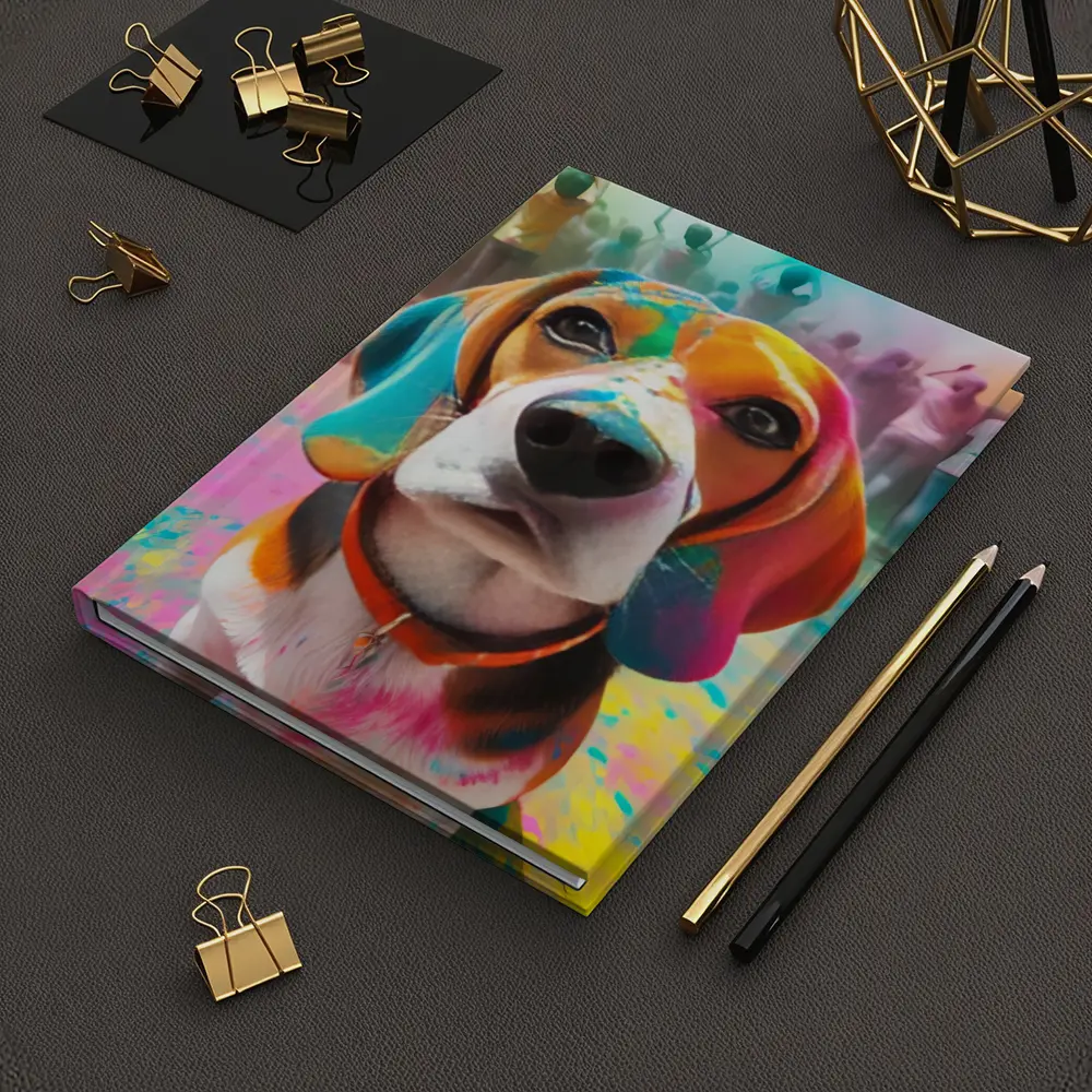 Beagle Dog Covered in Colorful Holi Powder – Notebooks