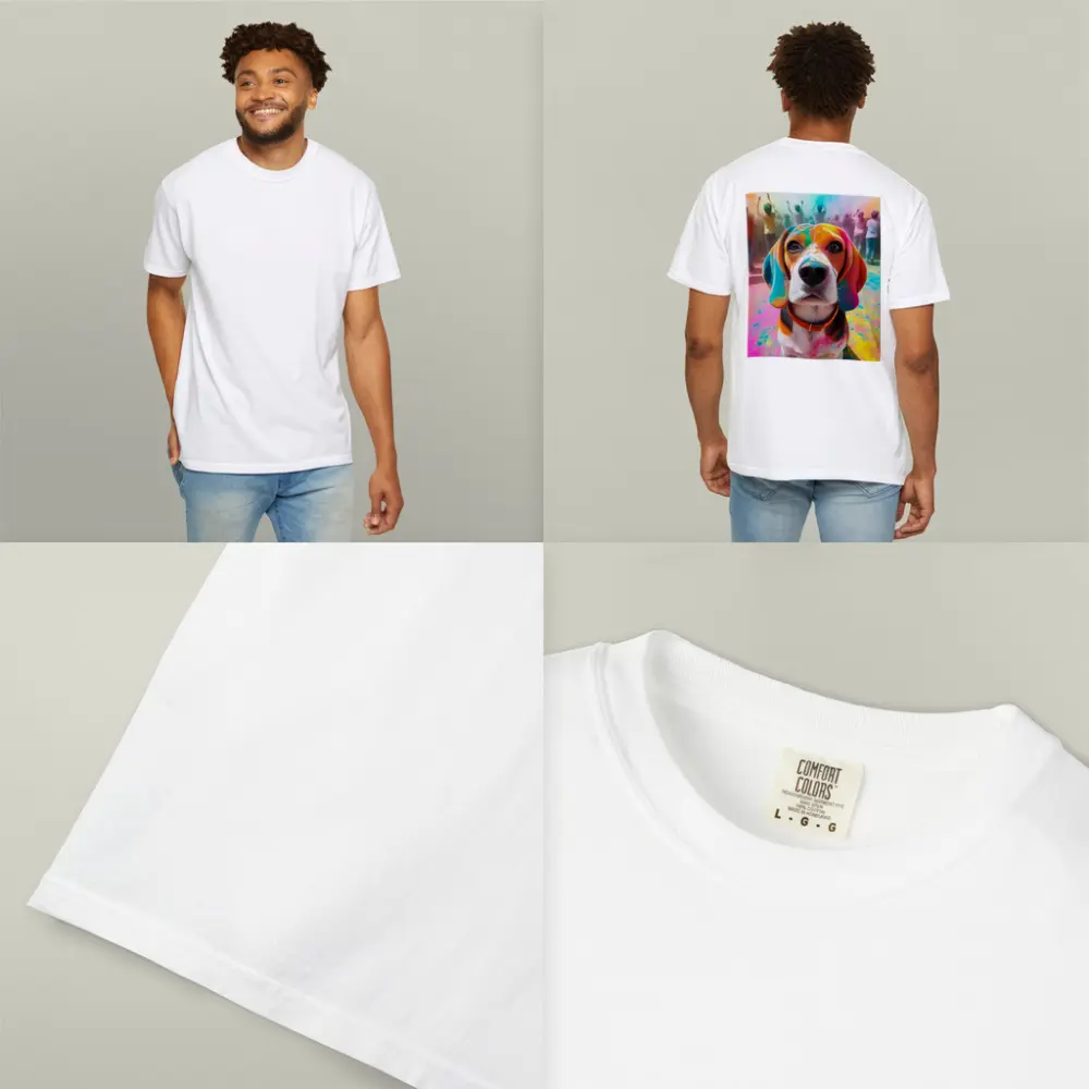 Beagle Dog Covered in Colorful Holi Powder – T-Shirts