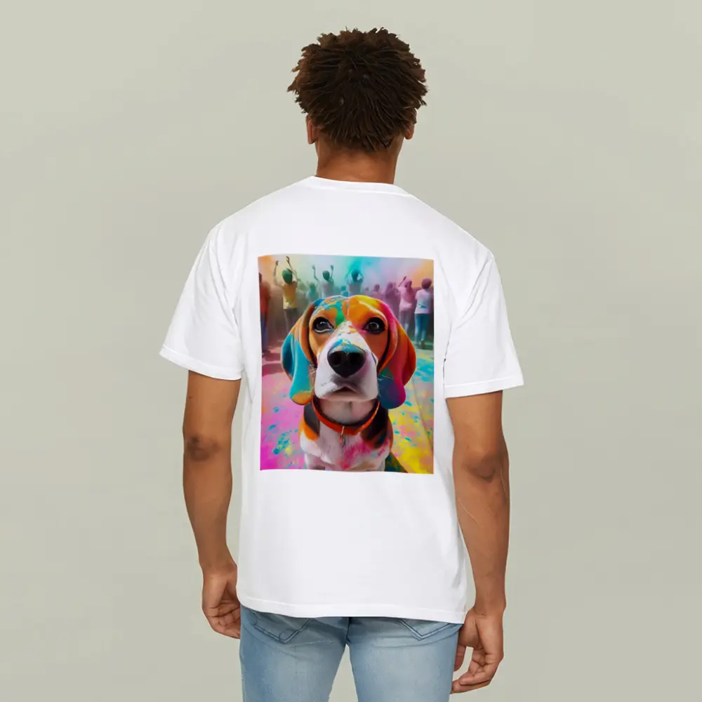 Beagle Dog Covered in Colorful Holi Powder – T-Shirts