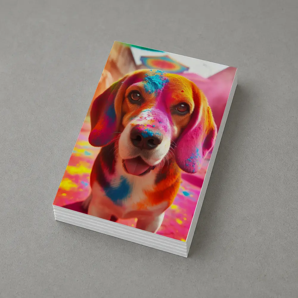 Beagle Dog Covered in Colorful Holi Powder – Postcards
