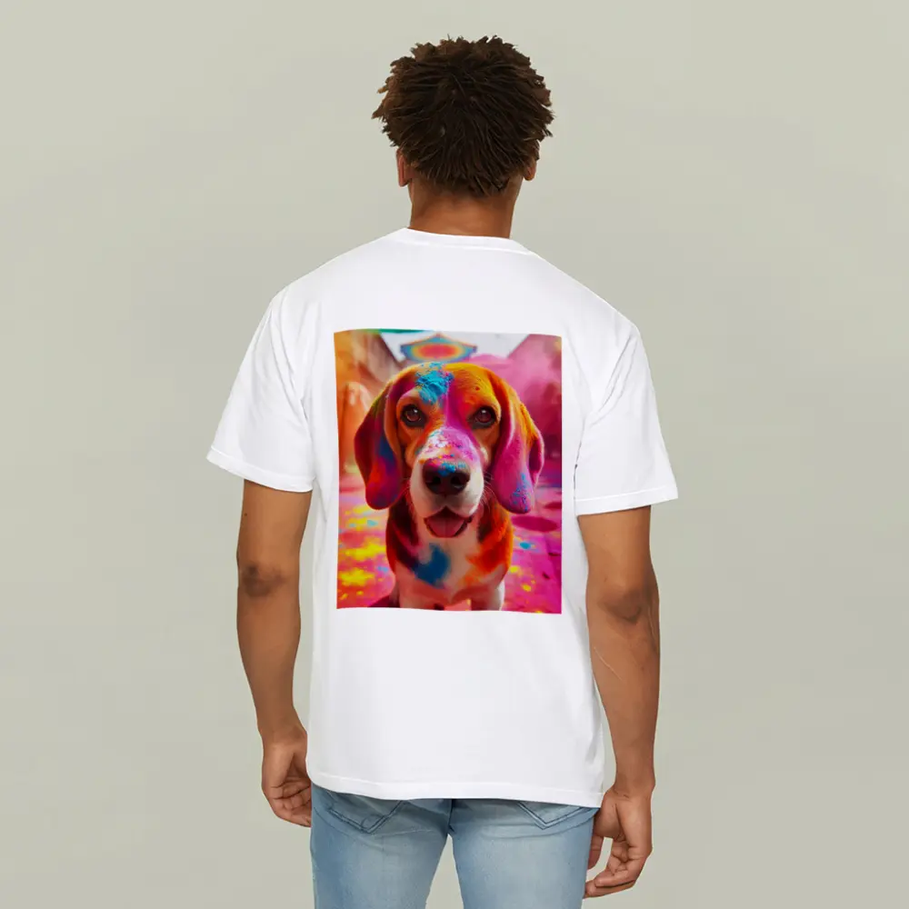 Beagle Dog Covered in Colorful Holi Powder – T-Shirts