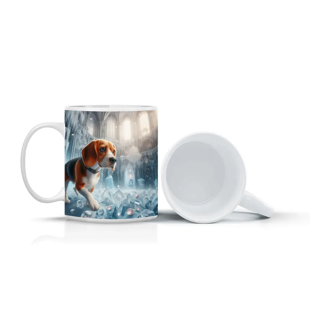 Beagle Puppy Exploring Frozen Ice Castle – Mugs