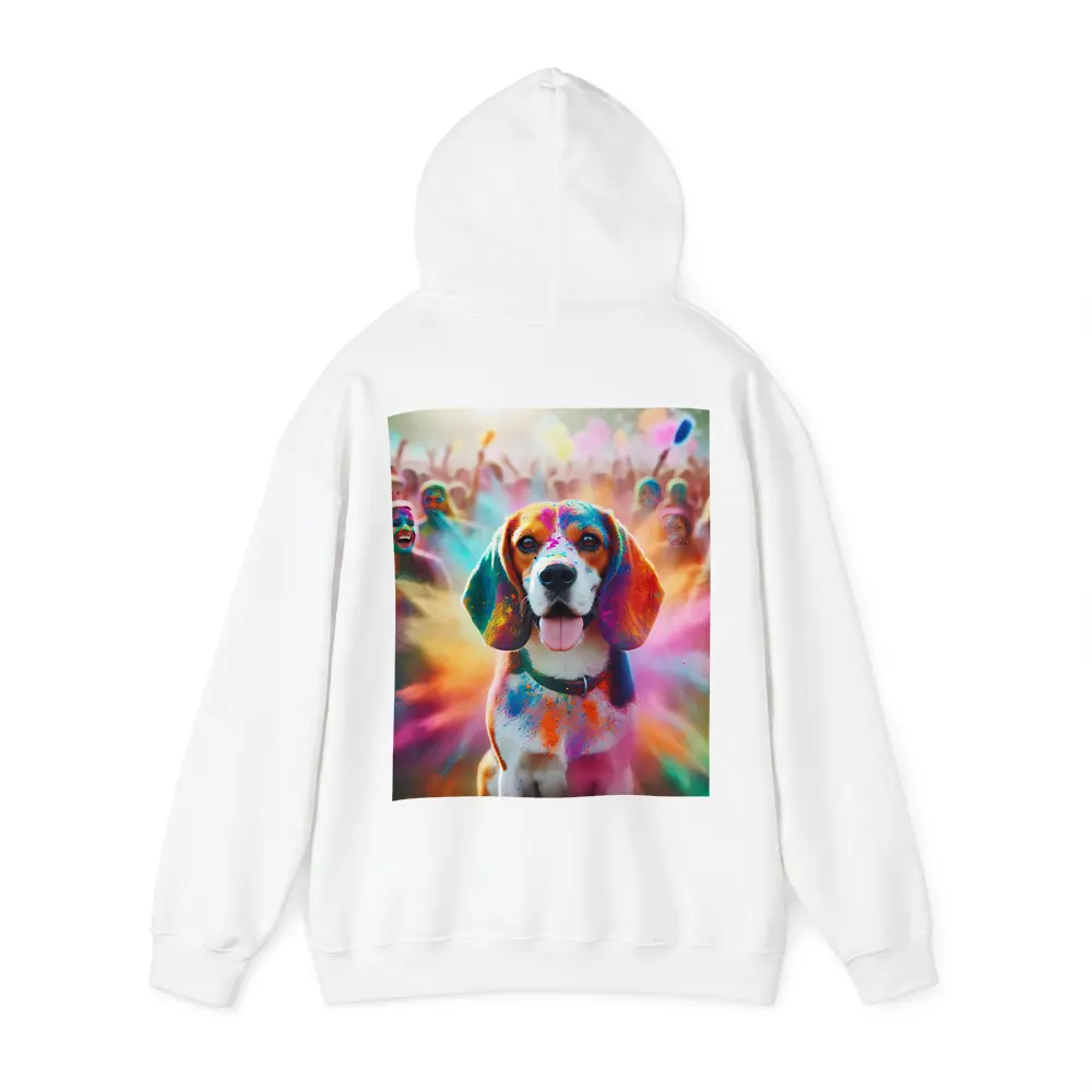Beagle Dog Covered In Colorful Holi Powder – Hoodies