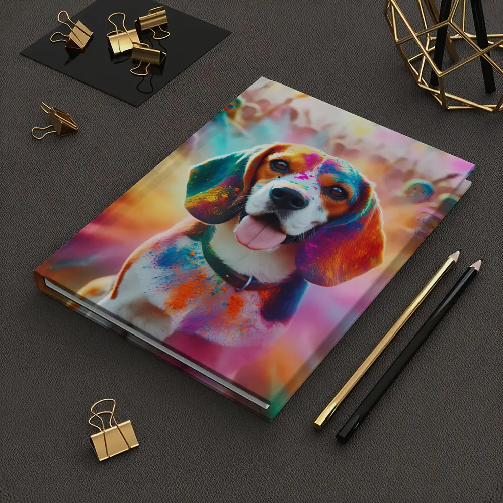 Beagle Dog Covered In Colorful Holi Powder – Notebooks
