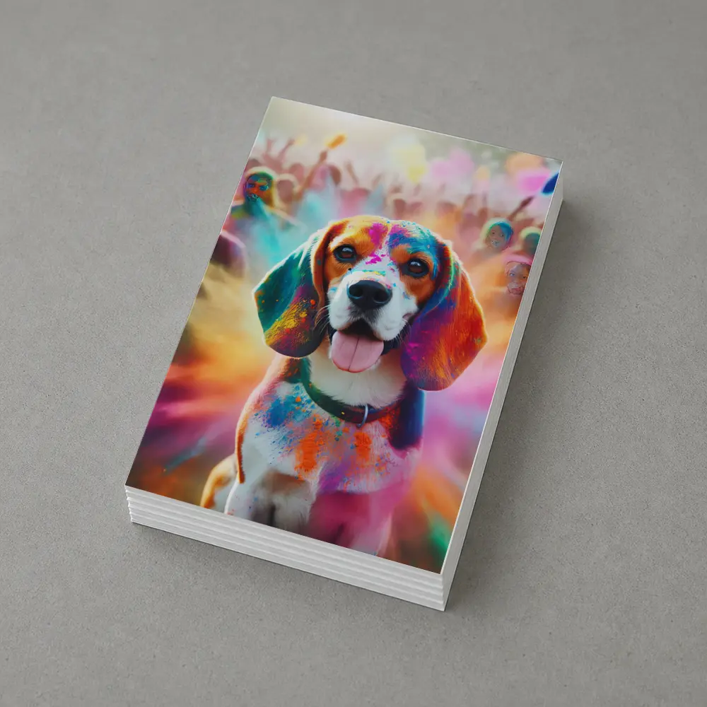 Beagle Dog Covered In Colorful Holi Powder – Postcards