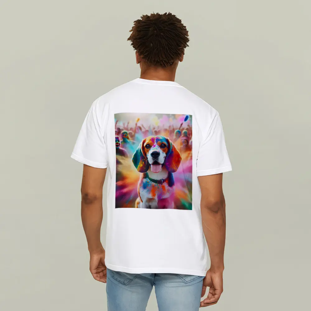 Beagle Dog Covered In Colorful Holi Powder – T-Shirts