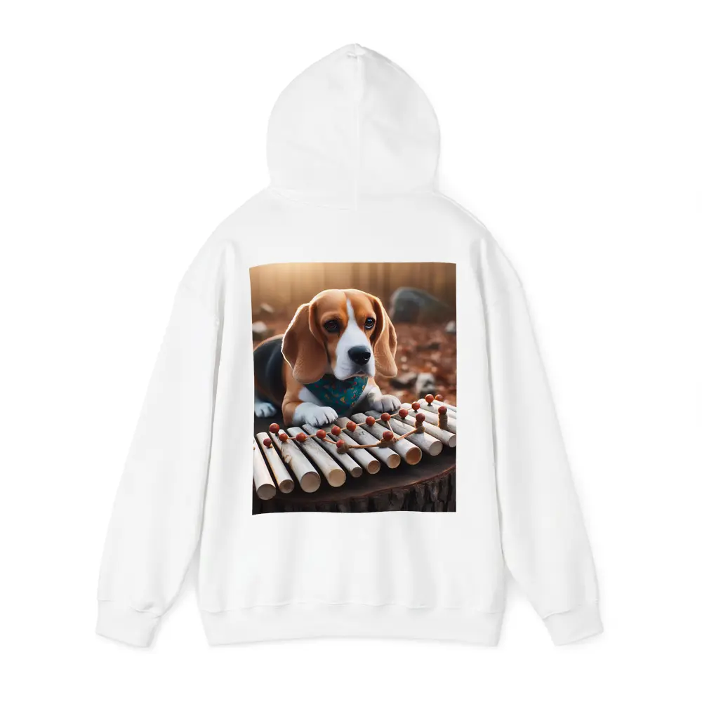 Beagle Puppy Playing Xylophone Autumn Forest – Hoodies
