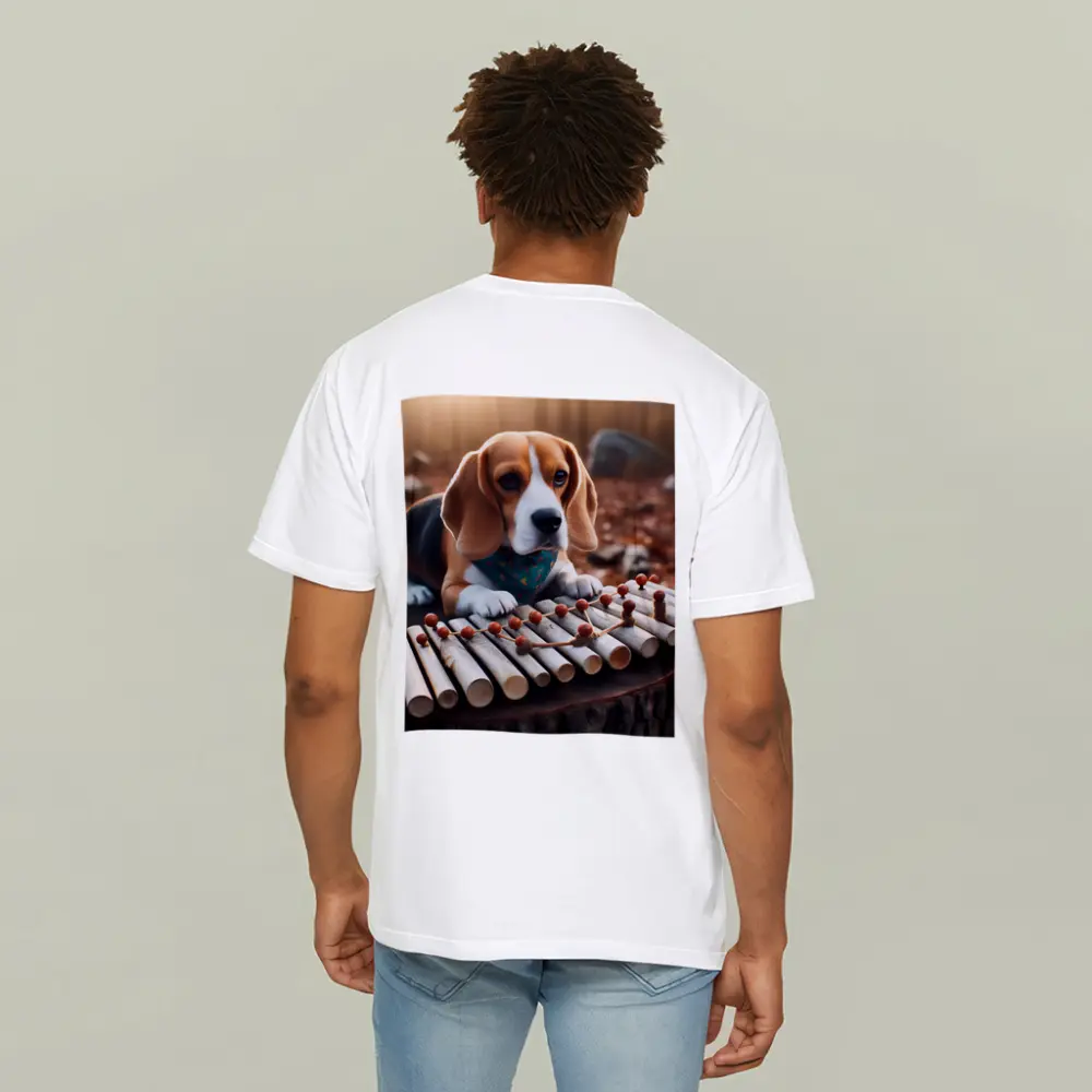 Beagle Puppy Playing Xylophone Autumn Forest – T-Shirts