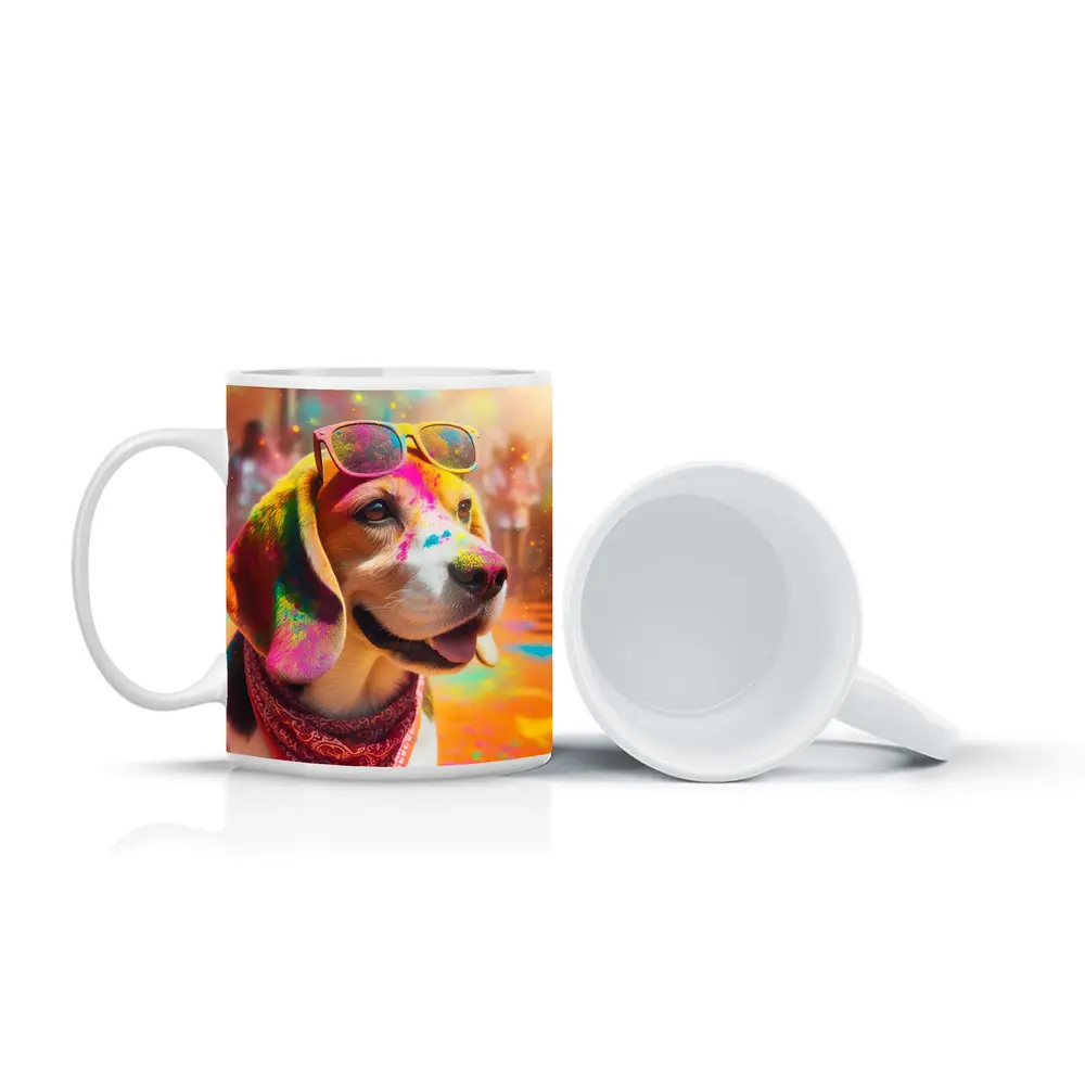 Beagle Dog Wearing Sunglasses Holi Festival – Mugs