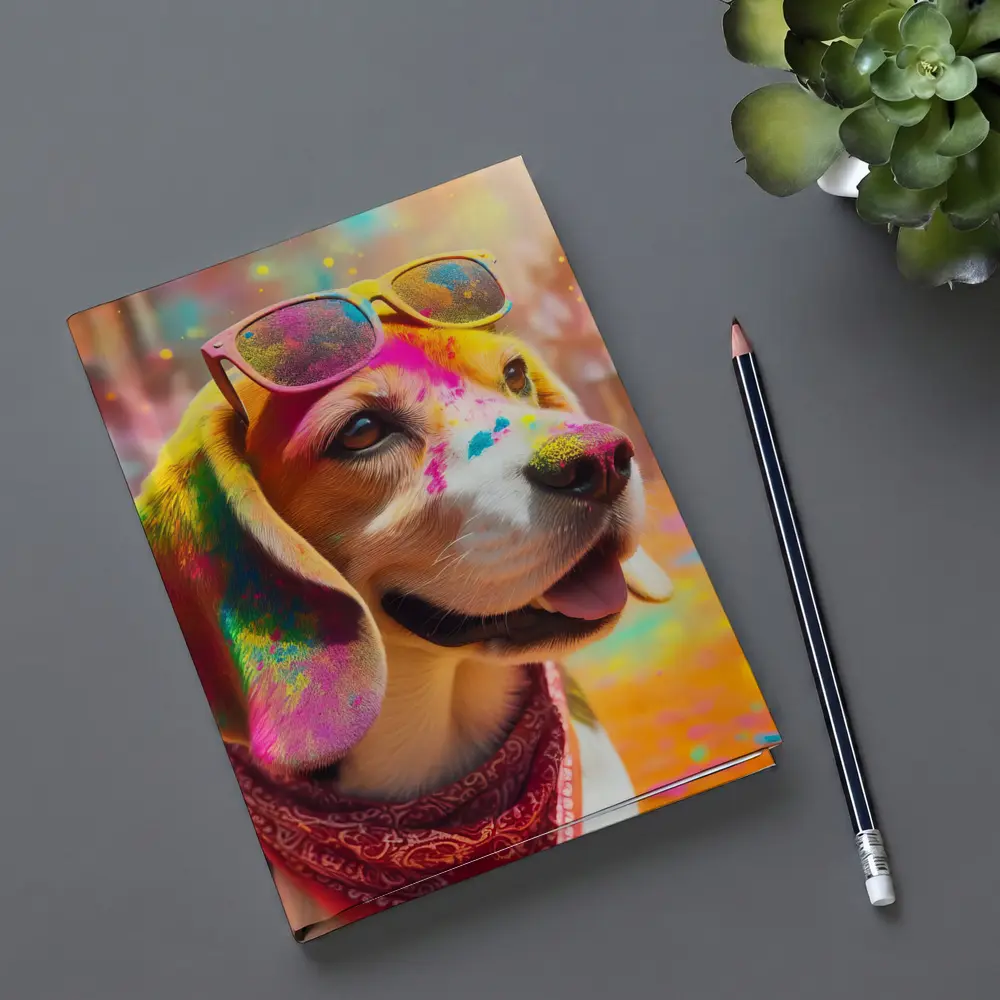 Beagle Dog Wearing Sunglasses Holi Festival – Notebooks