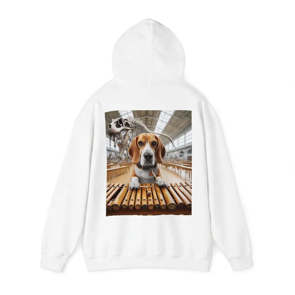 Beagle Playing Marimba in Dinosaur Museum – Hoodies