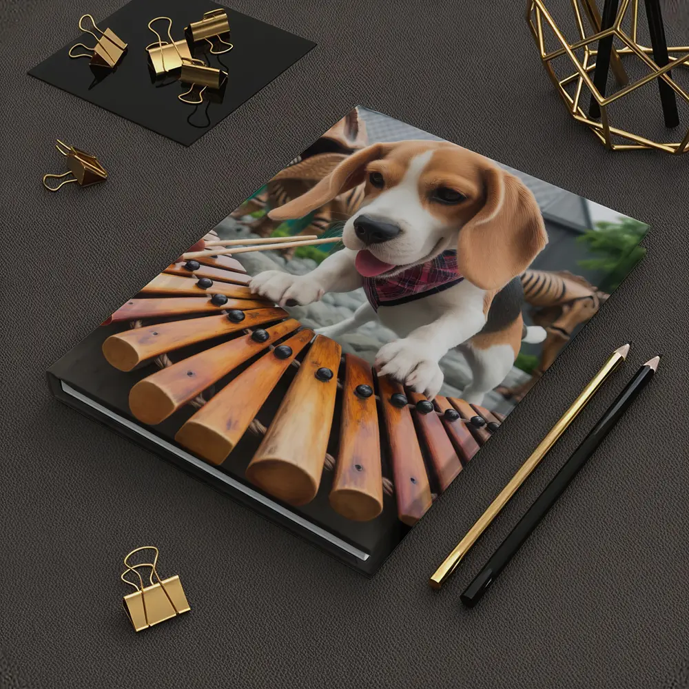 Beagle Puppy Playing Xylophone With Dinosaurs – Notebooks
