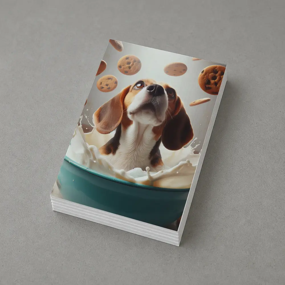 Beagle Bathing in Milk With Cookies – Postcards