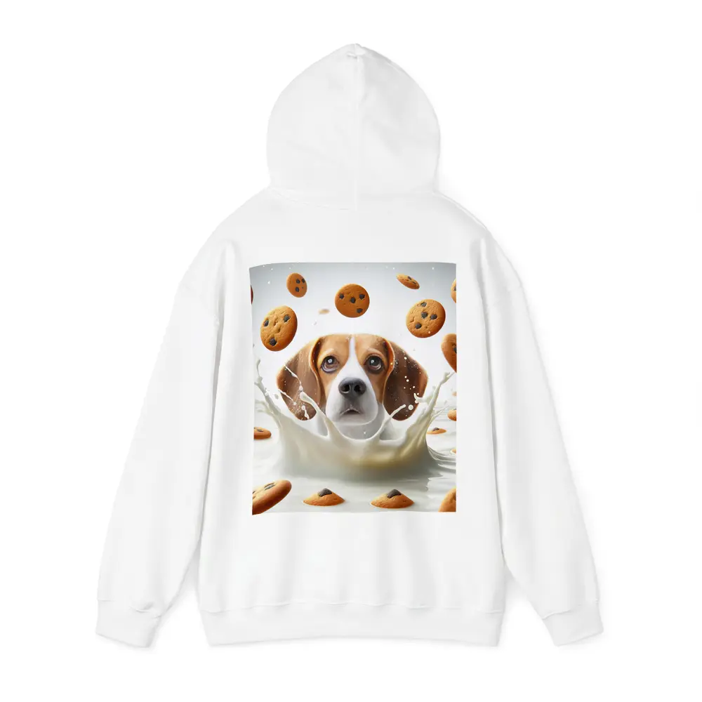 Beagle Dog Splashing in Milk with Cookies – Hoodies