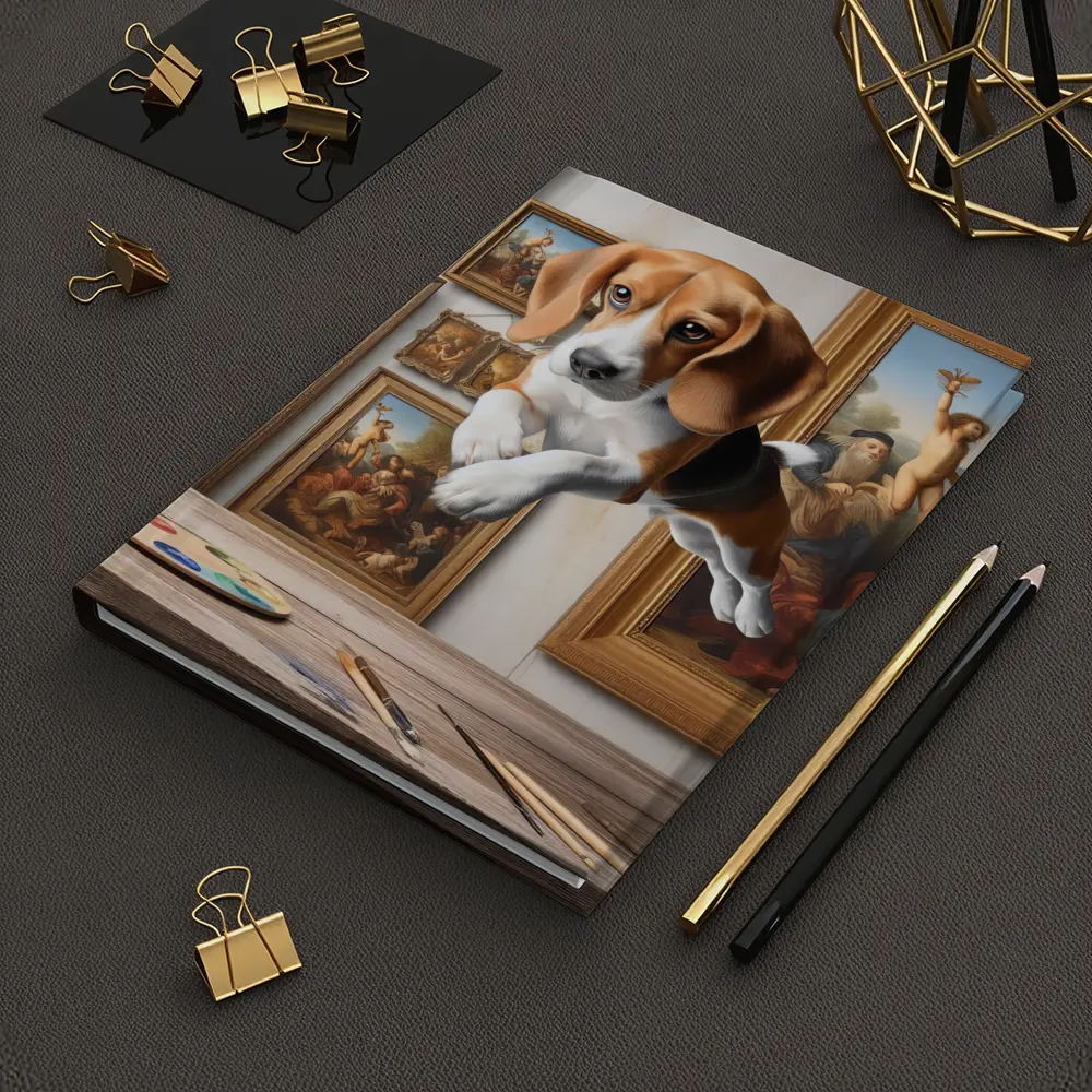Beagle Puppy Leaping Through Art Studio – Notebooks