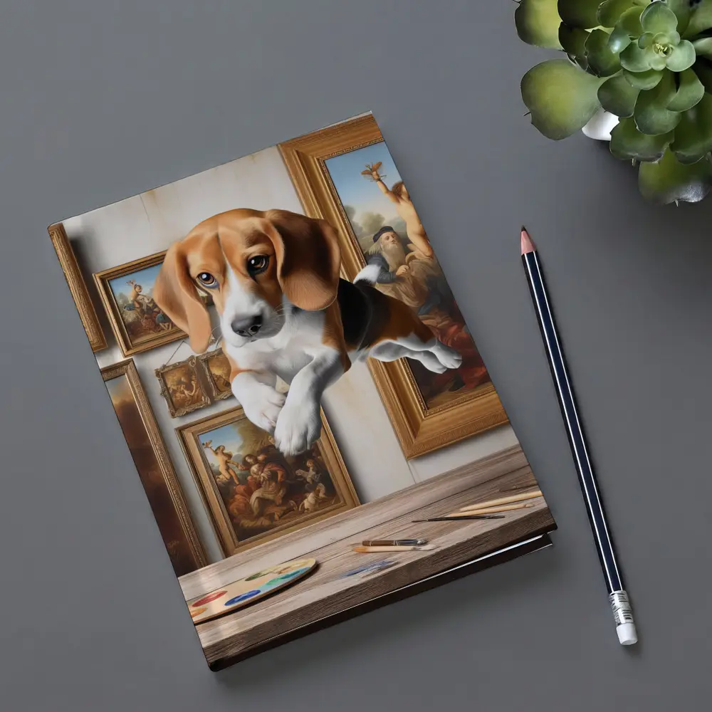 Beagle Puppy Leaping Through Art Studio – Notebooks