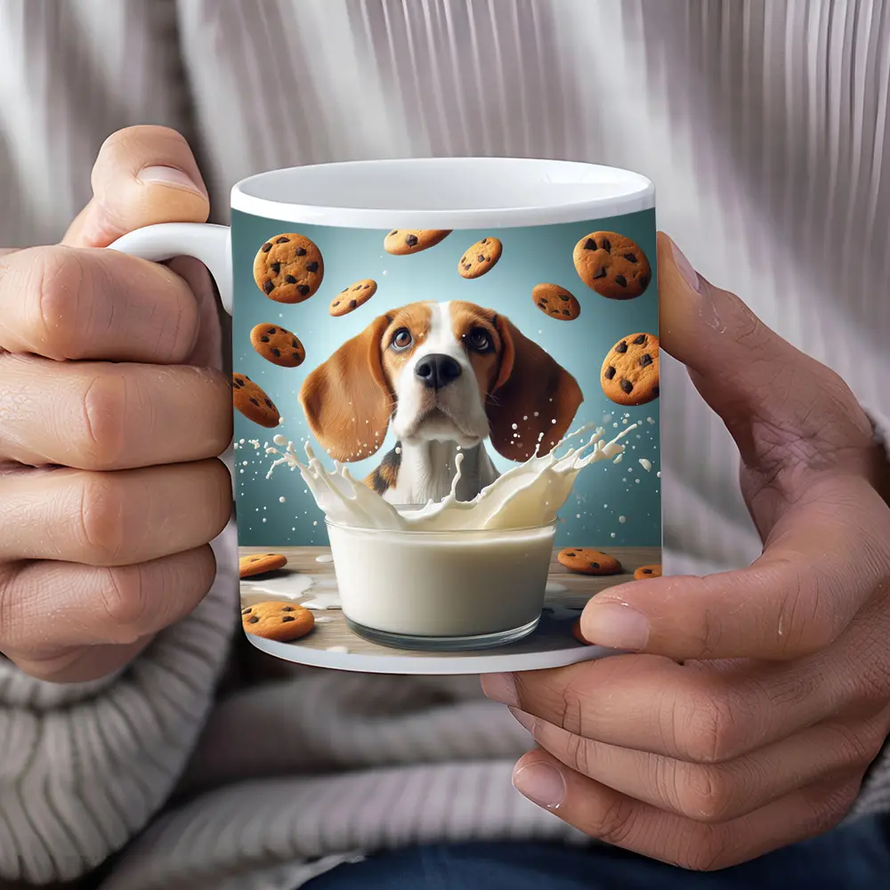 Beagle Dog Milk Splash Cookies Flying – Mugs