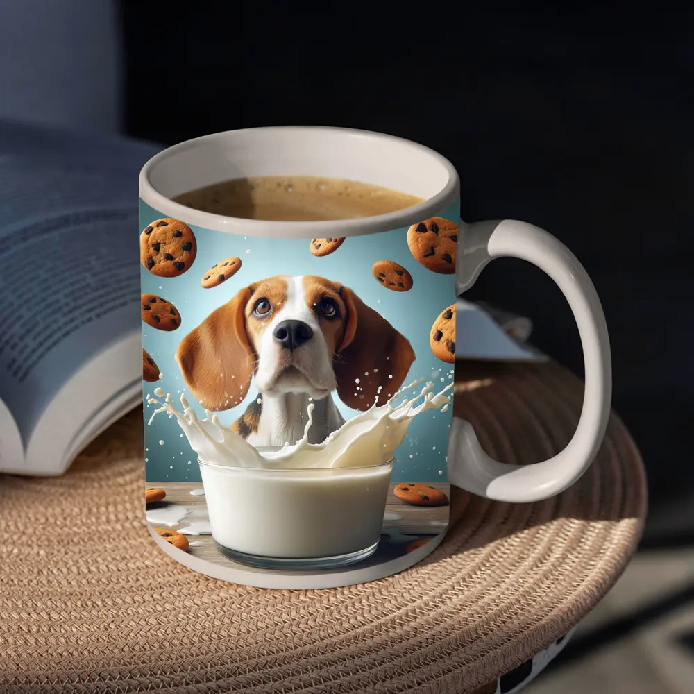 Beagle Dog Milk Splash Cookies Flying – Mugs