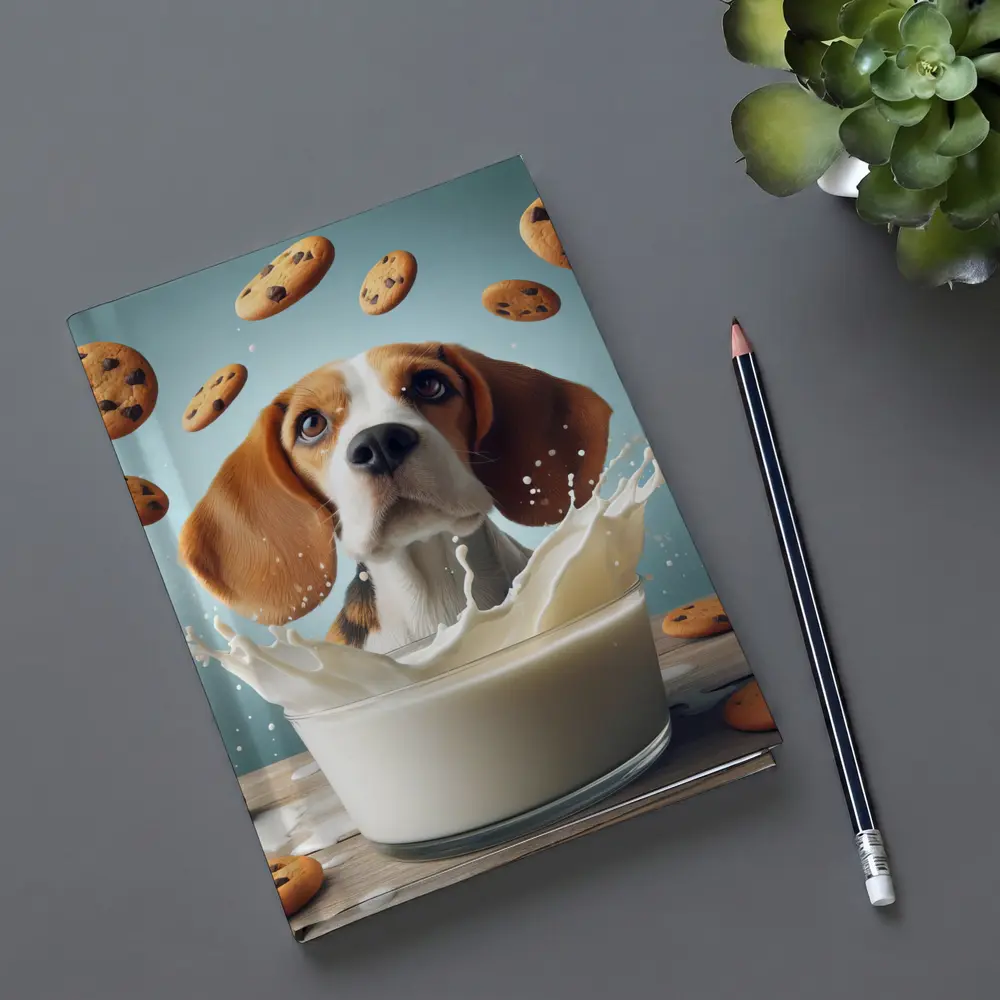 Beagle Dog Milk Splash Cookies Flying – Notebooks