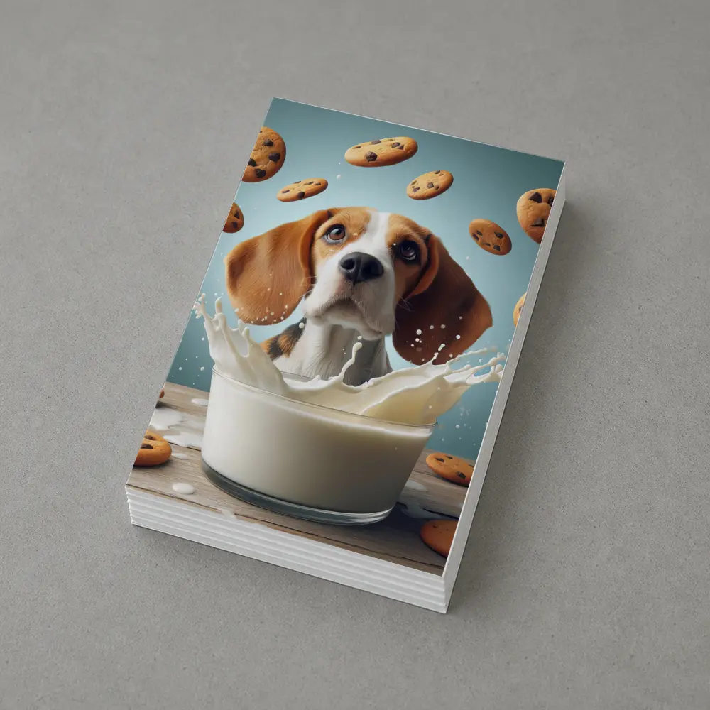Beagle Dog Milk Splash Cookies Flying – Postcards