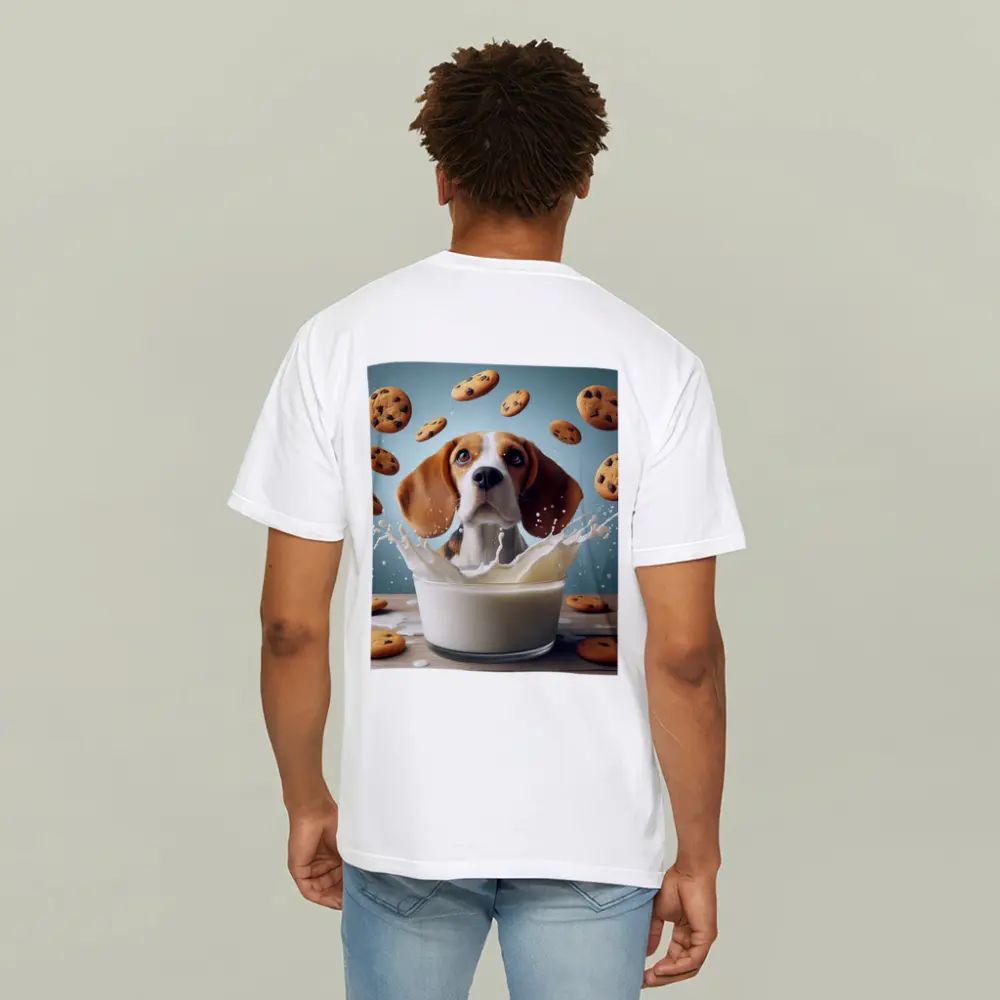 Beagle Dog Milk Splash Cookies Flying – T-Shirts