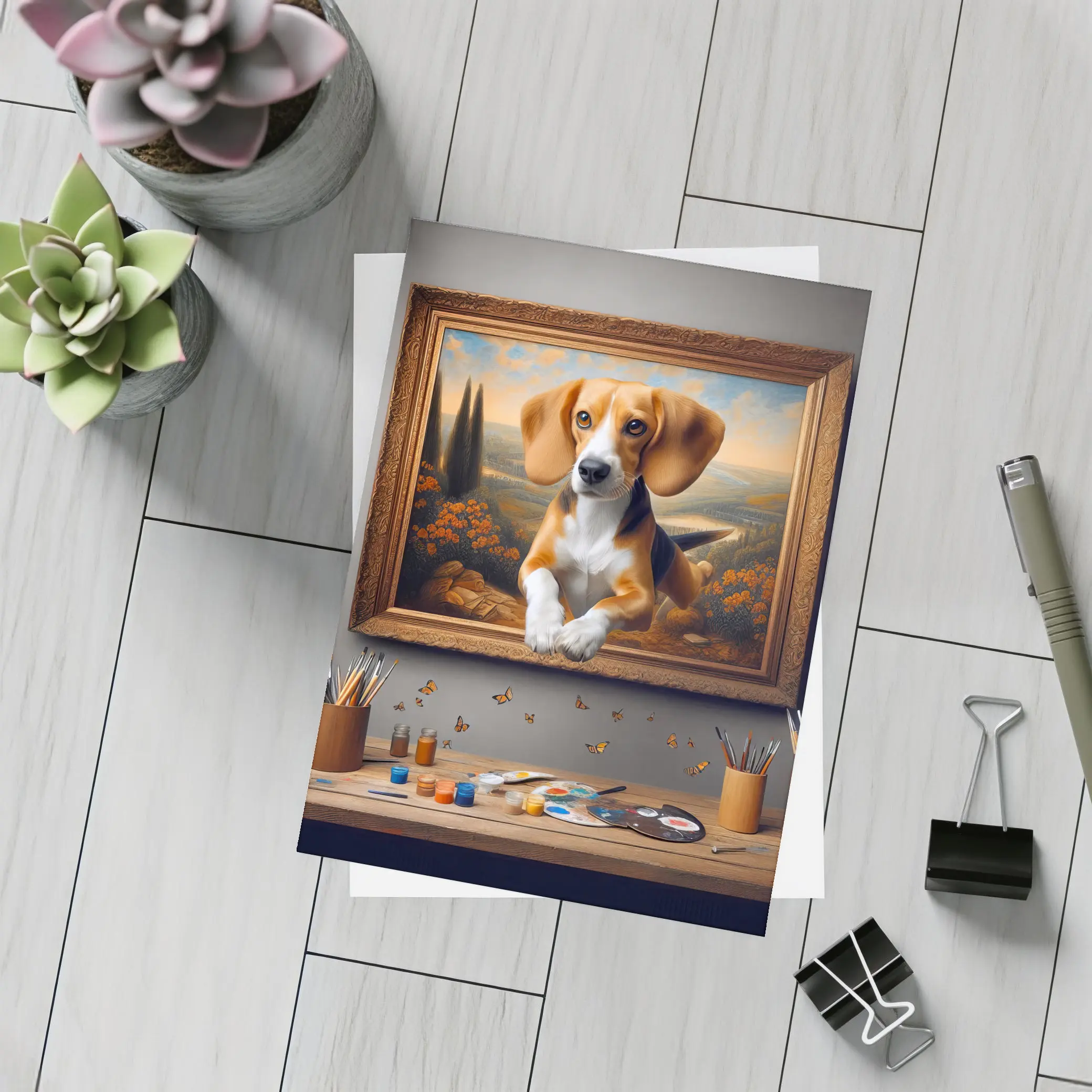 Beagle Puppy Classical Oil Painting Art – Postcards