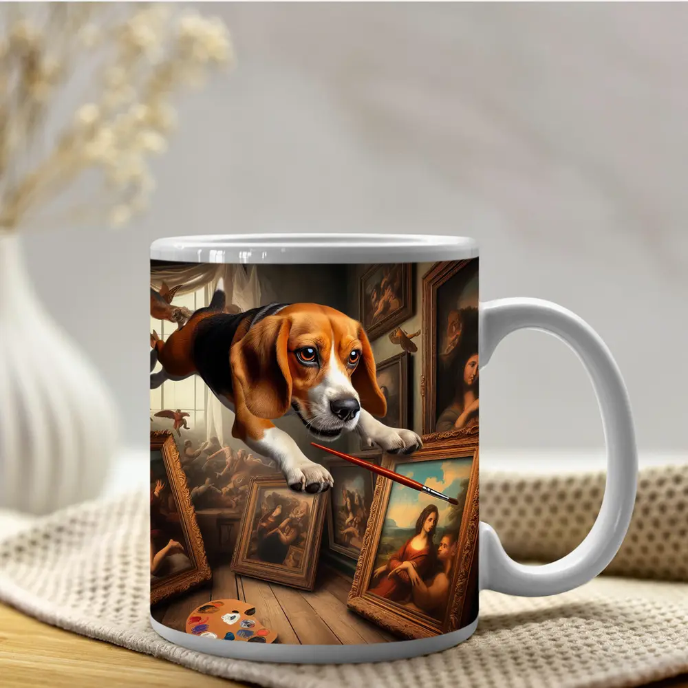 Beagle Artist Painting Classical Art Gallery – Mugs