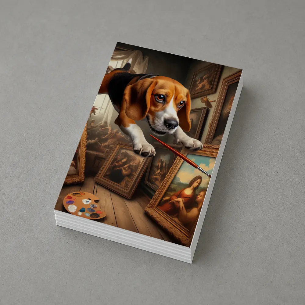 Beagle Artist Painting Classical Art Gallery – Postcards