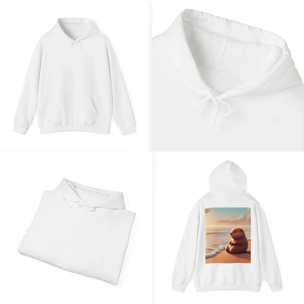 Cute Beaver Sitting On Sunny Beach – Hoodies