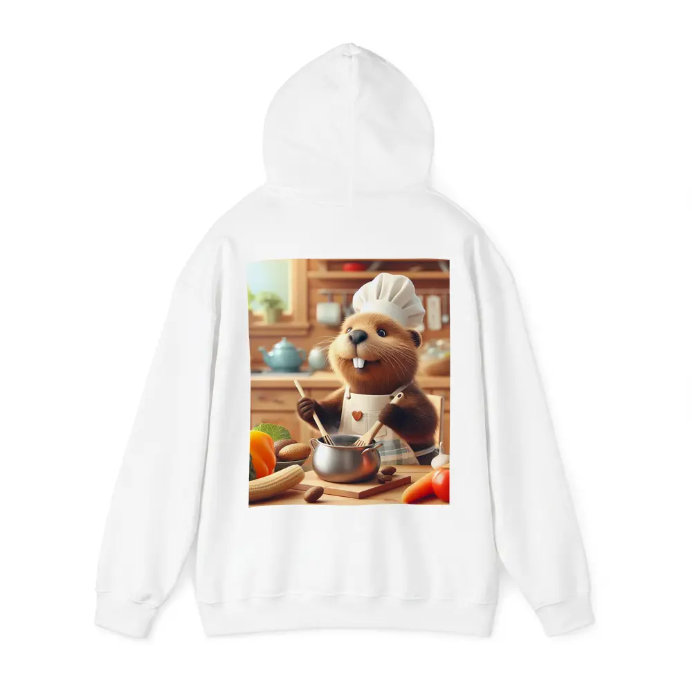 Beaver Chef Cooking in Cozy Kitchen – Hoodies