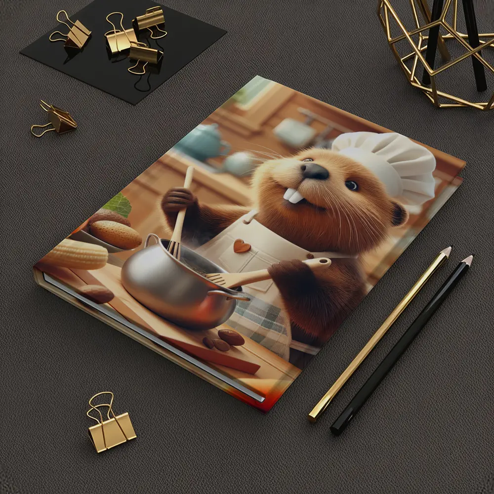 Beaver Chef Cooking in Cozy Kitchen – Notebooks